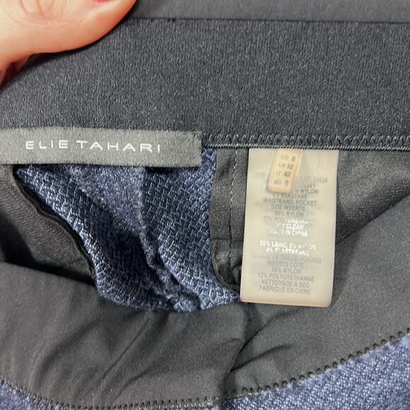 Elie Tahari Wool Blend Textured Trouser Office Pants Blue Women's 6 / Small - Picture 4 of 6